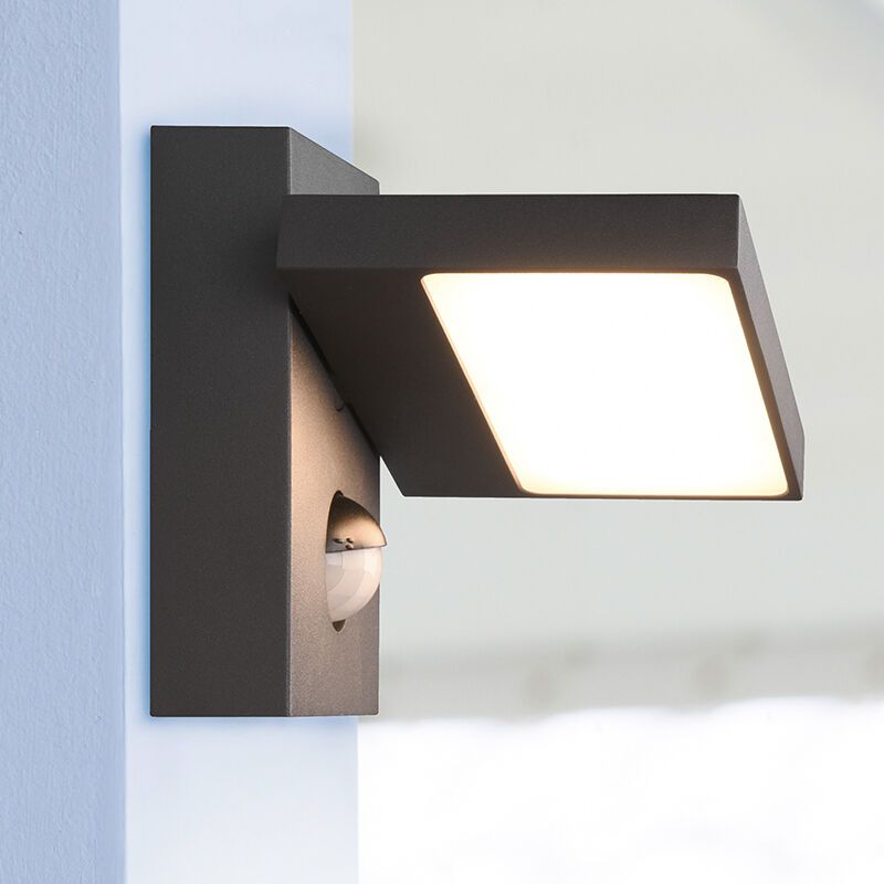 Aplică exterior cu senzor de mișcare modernă antracit, Tabita, 8W, LED 3000K, IP54