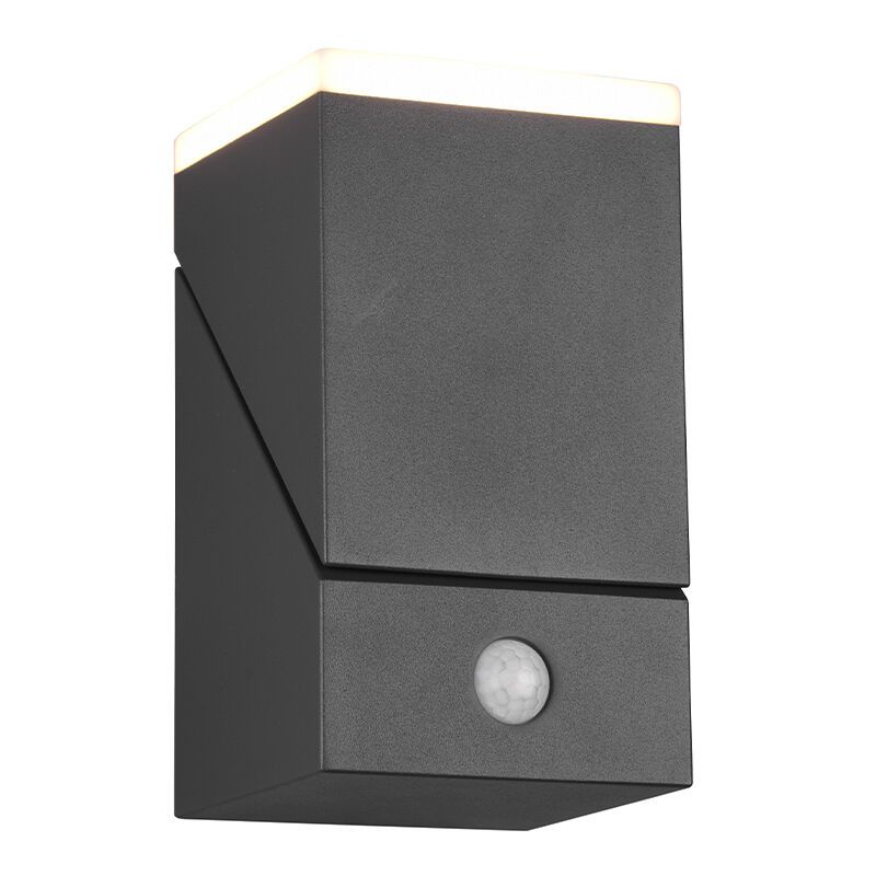 Aplică exterior cu senzor de mișcare modernă antracit, Liron, 7W, LED 3000K, IP54