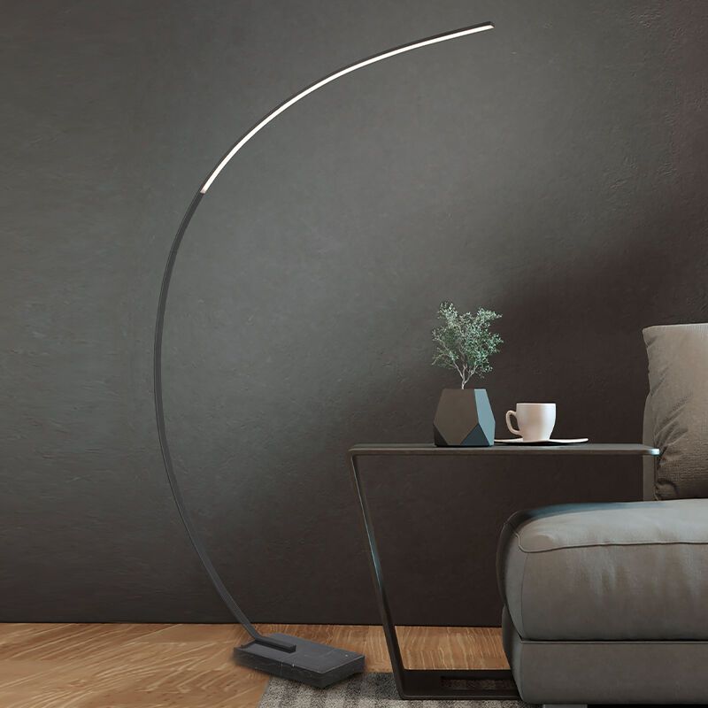 Lampadar arcuit modern negru, Yoel, 18W, LED 3000K, con întrerupător