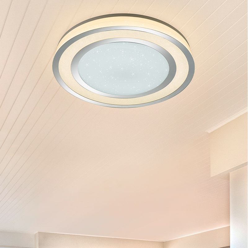 Lampă de tavan modernă crom, Saleem, 45W, LED reglabil de la alb cald la alb rece, con întrerupător
