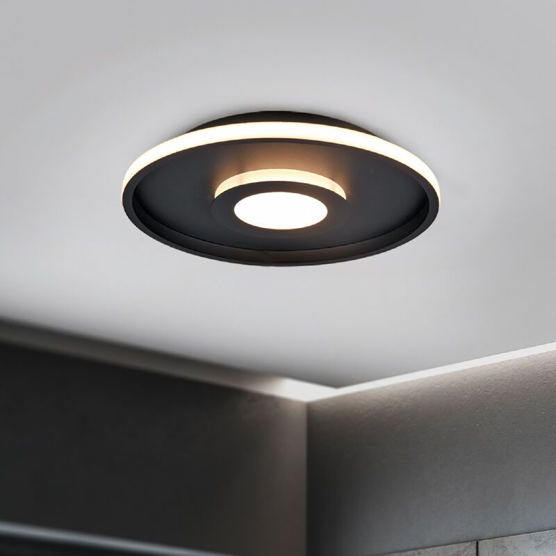 Plafonieră baie modernă neagră, Kayla, 35W, LED 3000K, IP44