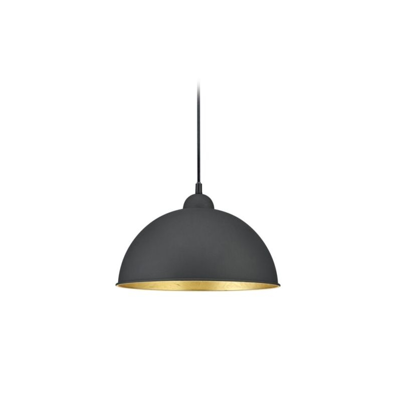 Lampă suspendată Ivar, cu iluminare pe șină bifazată, neagră cu auriu