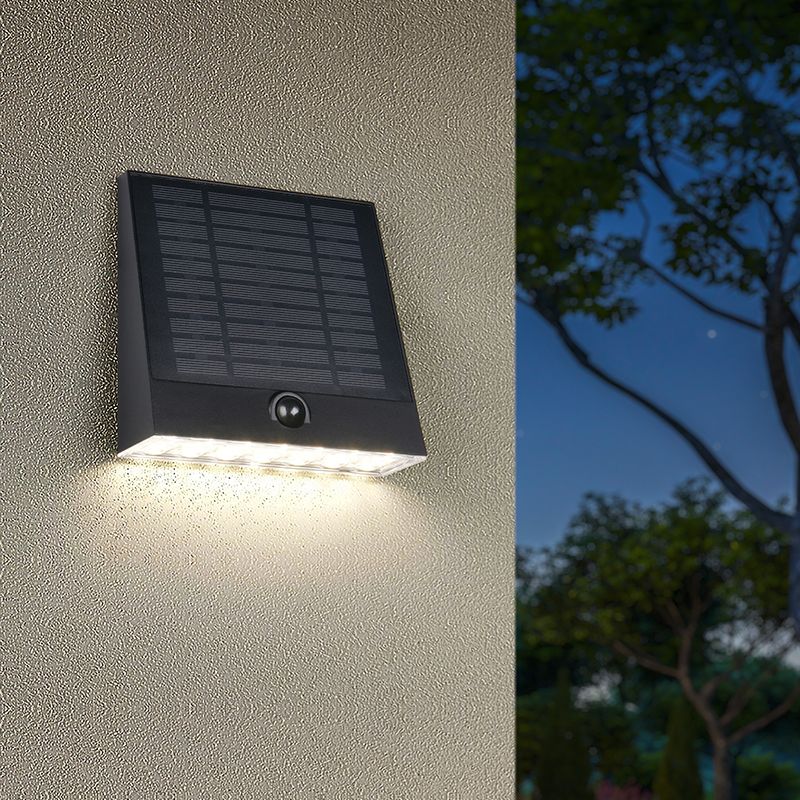 Aplică solară exterior modernă neagră, Pontus, 6W, LED 4000K, IP44