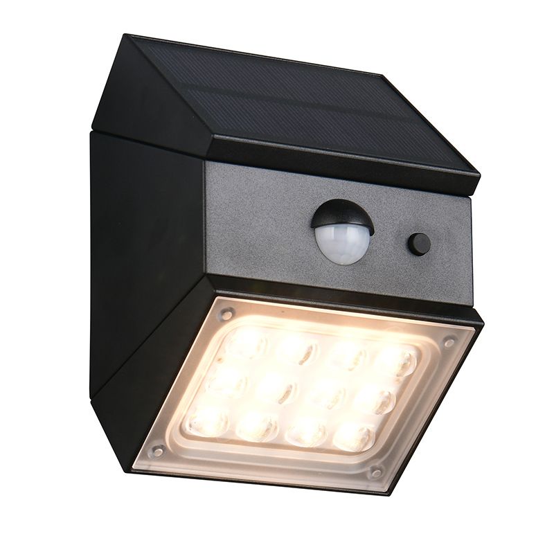 Aplică solară exterior modernă neagră, Majida, IP65