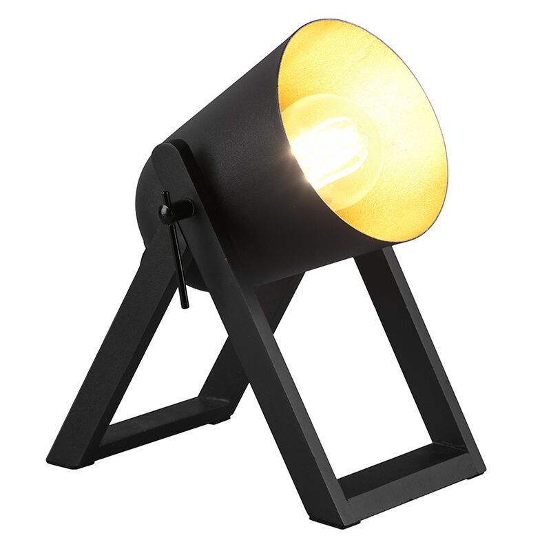 Lampă de masă modernă neagră, Sacha, con întrerupător