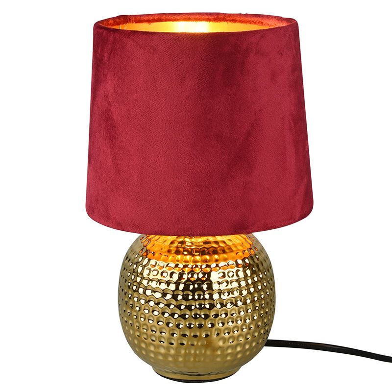 Lampă de masă din ceramică aurie, Jorre, con întrerupător