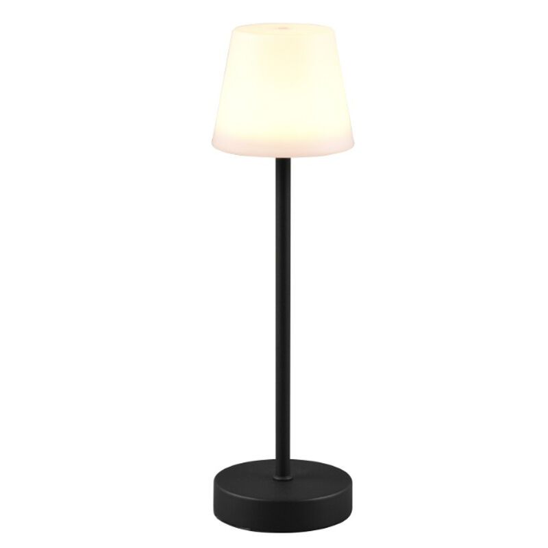 Lampă de masă reîncărcabilă neagră din plastic, Suman, 2W, LED reglabil de la alb cald la alb rece, IP44, cu întrerupător tactil