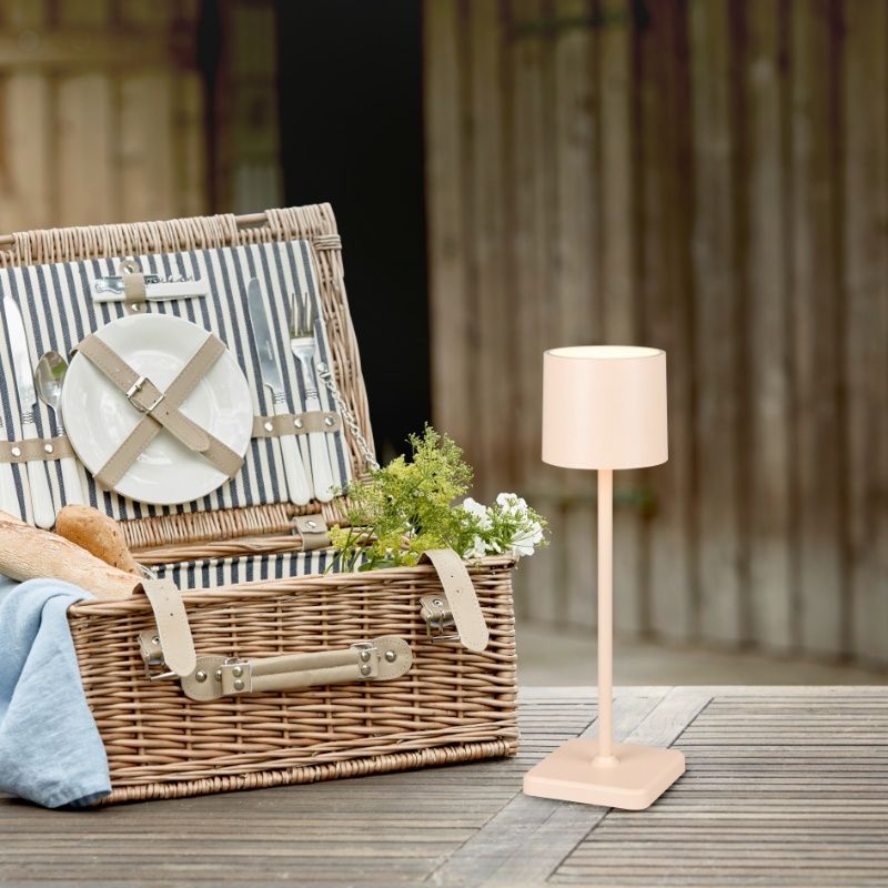 Lampă de masă exterior reîncărcabilă modernă maro, Lakisha, 1,5W, LED white switch, IP54, cu întrerupător tactil