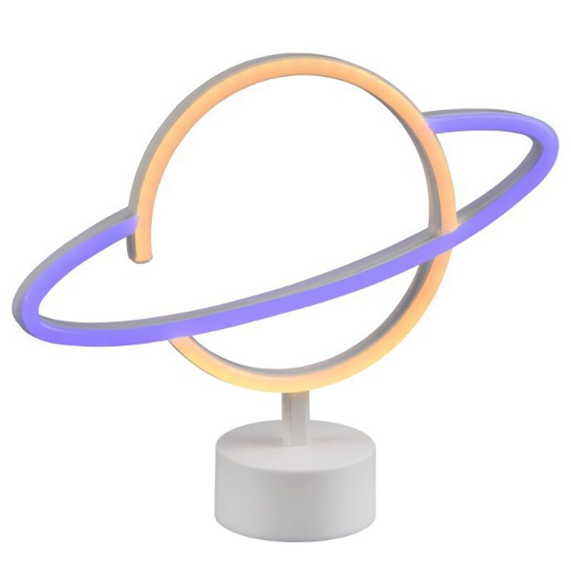 Lampă de masă copii albă din plastic, Planet, 2W, LED 3000K, con întrerupător