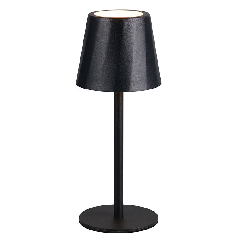 Lampă de masă reîncărcabilă neagră din metal, Priya, 1,6W, LED reglabil de la alb cald la alb rece, dimmabil în 3 trepte
