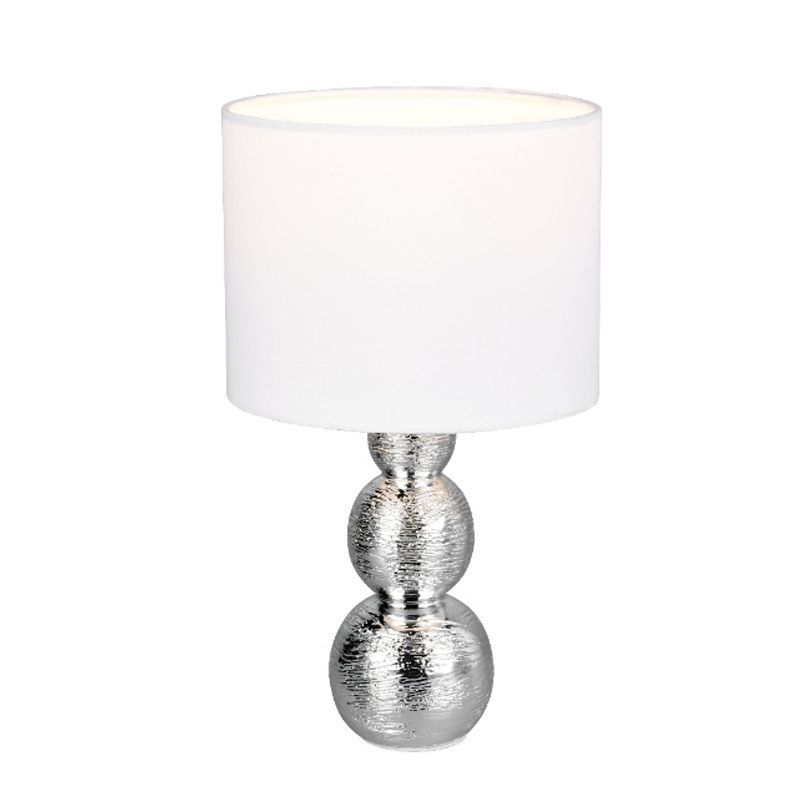Lampă de masă din ceramică argintie, Leonhard, con întrerupător