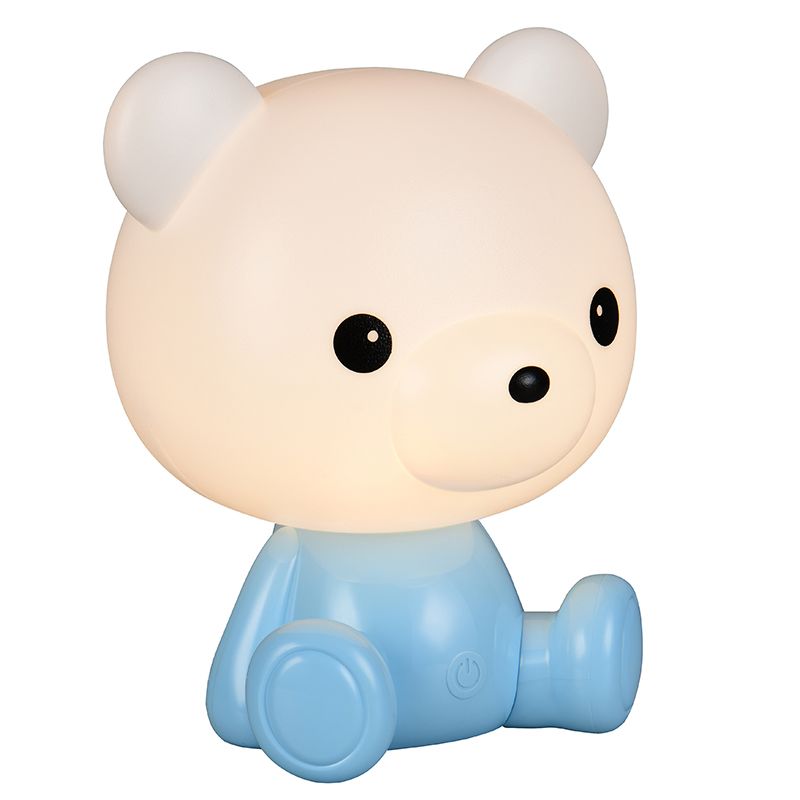 Lampă de masă copii albastră din plastic, Lumibear, 0,3W, LED RGB, con întrerupător