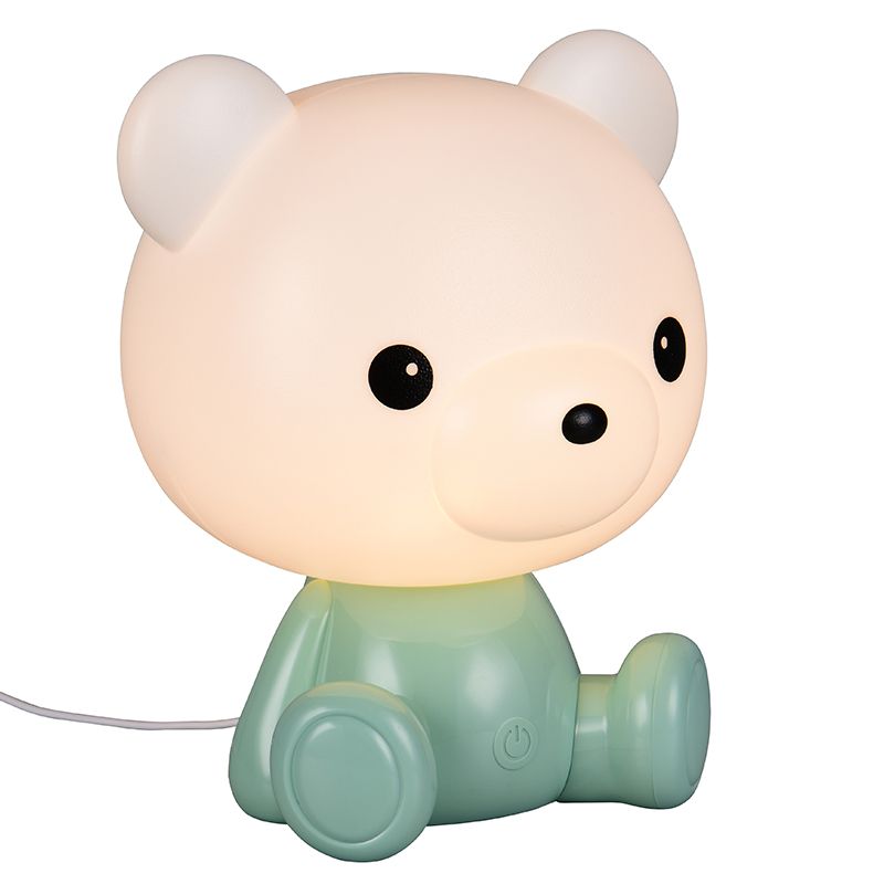 Lampă de masă copii verde din plastic, Lumibear, 0,3W, LED RGB, con întrerupător