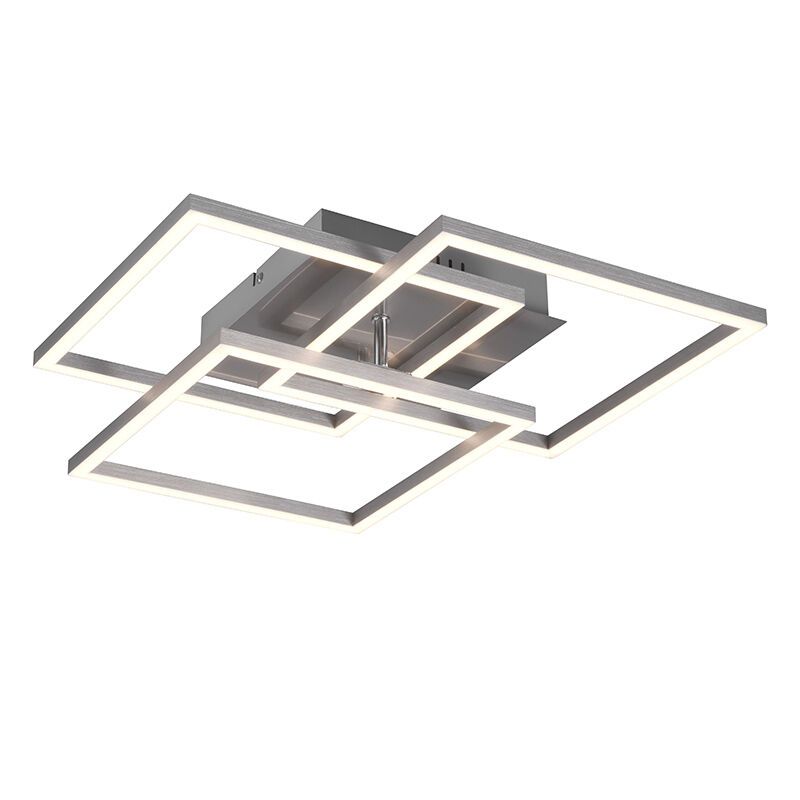 Lampă de tavan modernă nichel, Bibiana, 28W, LED reglabil de la alb cald la alb rece, con telecomando