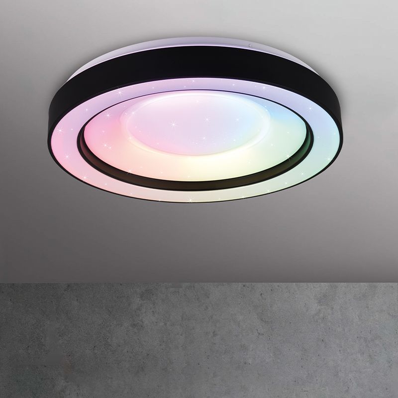Lampă de tavan modernă neagră, Navin, 22W, LED RGBW, con telecomando
