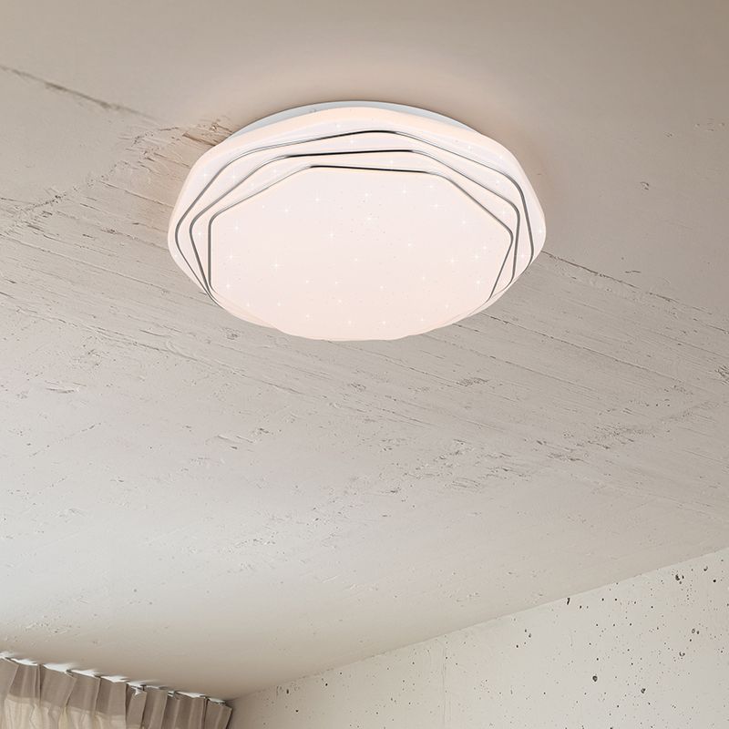Lampă de tavan modernă albă, Ouafa, 22W, LED reglabil de la alb cald la alb rece, con telecomando