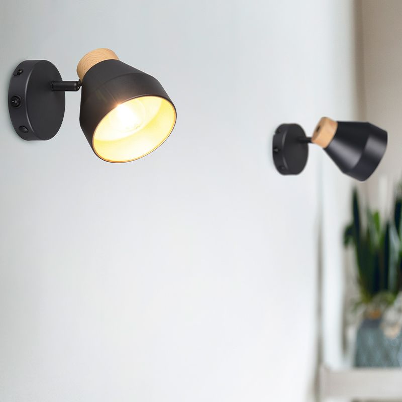 Spot de perete modern negru, Riette, con întrerupător