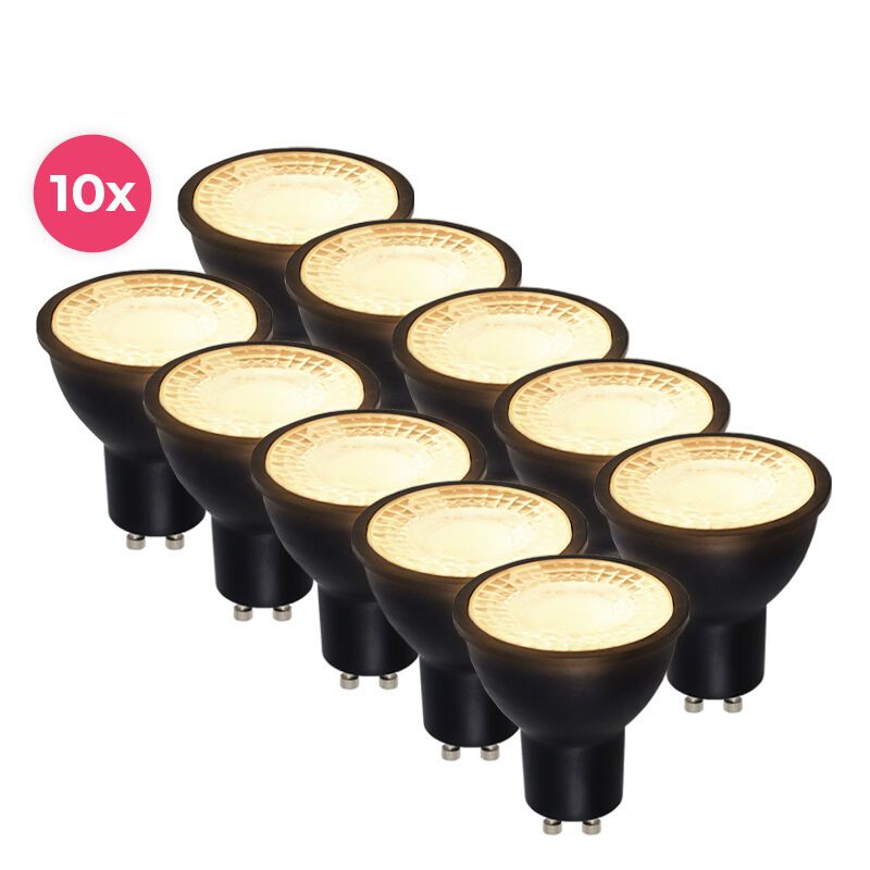 Spot LED Antonie negru GU10, pachet de 10, 3 wați, 2700K (alb cald)