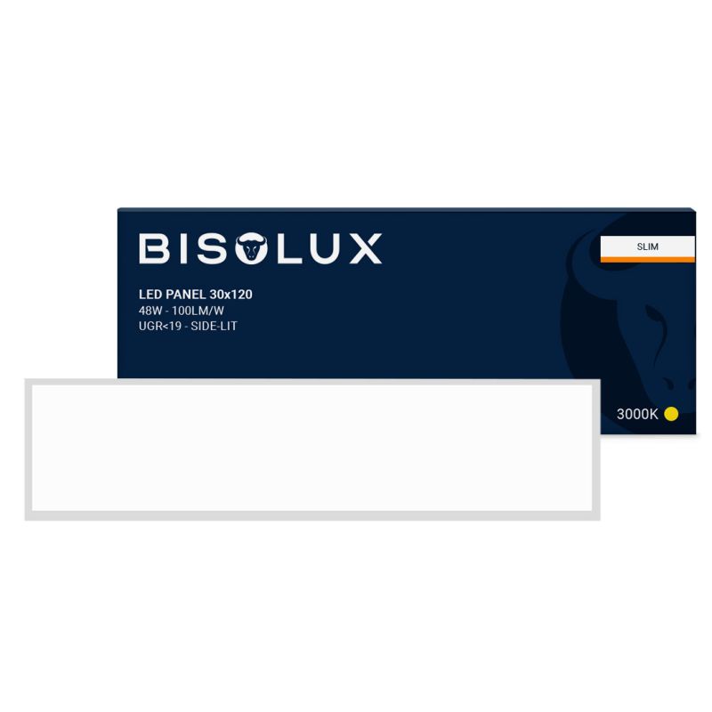 Panou LED Bisolux 120x30 cm - 38W - 3000K - UGR<19 - Iluminare laterală Panou LED Bisolux 120x30 cm - 38W - 3000K - UGR<19 - Iluminare laterală