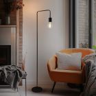 Lampadar negru modern, Carlos, con întrerupător