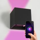 Aplică smart neagră modernă, Dion, 6W, LED RGBW, IP54
