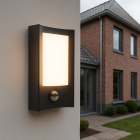 Aplică exterior cu senzor de mișcare neagră modernă, Loris, 6W, LED 3000K, IP44