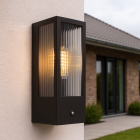 Aplică exterior cu senzor crepuscular neagră modernă, Senne, IP44