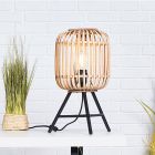 Lampă de masă maro industrială, Brain, con întrerupător