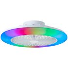 Ventilator de tavan modern, alb, Sofieke, 40W, LED RGBW, cu telecomandă