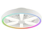 Ventilator de tavan alb din plastic, Roos, 48W, LED RGBW, con telecomando