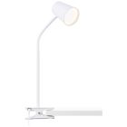 Lampă cu clemă albă din plastic, Musab, 7W, LED 3000K, dimmabil în 3 trepte