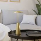 Lampă de masă aurie din oțel, Ishika, 2,8W, LED white switch, IP54, cu întrerupător tactil