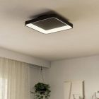 Plafonieră neagră din plastic, Shauni, 12W, LED reglabil de la alb cald la alb rece, con telecomando