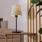 Lampă de masă neagră din textil, Siham, con întrerupător