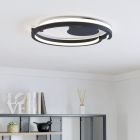 Lampă de tavan neagră din plastic, Madhvi, 20W, LED reglabil de la alb cald la alb rece, con telecomando