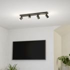 Plafonieră smart neagră din aluminiu, Mayke, 3,7W, LED RGBW