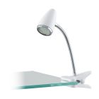 Lampă cu clemă albă din plastic, Silvie, con întrerupător
