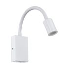 Aplică de perete albă din plastic, Cafer, 4W, LED 3000K, con întrerupător