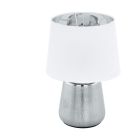 Lampă de masă din ceramică argintie, Elvin, con întrerupător