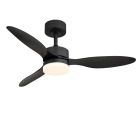 Ventilator de tavan modern, negru, metalic, Herre, 20W, LED reglabil alb cald spre rece, cu telecomandă