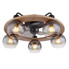 Ventilator de tavan rustic din lemn, Jouke, cu telecomandă