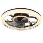 Ventilator de tavan din acril, design negru, Kaleb, 30W, LED reglabil alb cald-rece, cu telecomandă