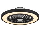 Ventilator de tavan modern, negru, din plastic, Komal, 45W, LED reglabil alb cald-rece, cu telecomandă