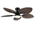 Ventilator de tavan rustic maro din metal, Naduah, 22W, LED alb cu întrerupător, cu telecomandă