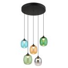 Lustră multicolor din sticlă, Karsten, 27W, LED 3000K, dimmabil în 3 trepte