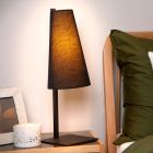 Lampă de masă neagră din textil, Gregory, con întrerupător