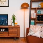 Lampadar modern galben, Siemon, con întrerupător