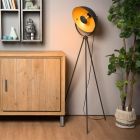 Lampadar trepied modern negru, Alvaro, con întrerupător