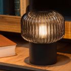 Lampă de masă retro neagră, Jany, con întrerupător