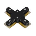 Conector în formă de X pentru iluminat pe șină monofazat, negru